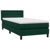 vidaXL Pat box spring cu saltea, verde &icirc;nchis, 80x220 cm, catifea