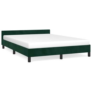 vidaXL Cadru de pat fără saltea, verde &icirc;nchis, 140x190 cm, catifea