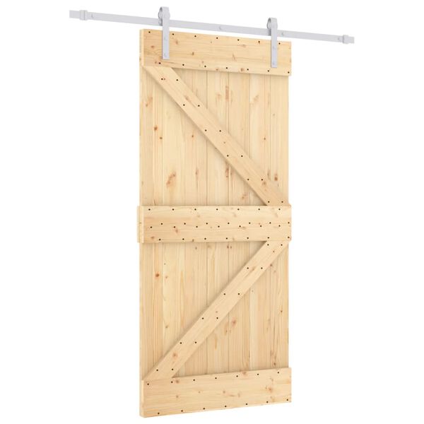 vidaXL Ușă glisantă cu set feronerie, 90x210 cm, lemn masiv de pin