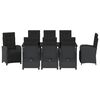 vidaXL Set de masă pentru grădină cu pernă 9 pcs Negru poliratan
