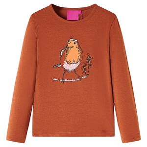 vidaXL Tricou pentru copii cu m&acirc;neci lungi, coniac, 104