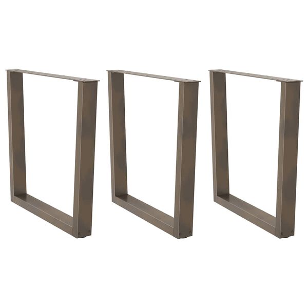 vidaXL Picioare de masă &icirc;n formă de V, 3 buc., oțel natural, 80x(72-73,3) cm
