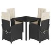 vidaXL Set mobilier de grădină cu perne, 5 piese, negru, poliratan