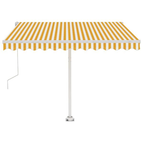 vidaXL Copertină autonomă retractabilă automat galben&alb 300x250 cm