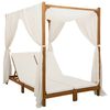vidaXL Șezlong dublu cu copertină și perdele Lemn Solid de Acacia Crem