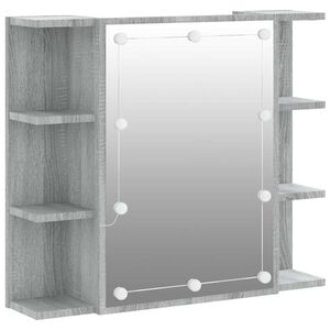 vidaXL Dulap cu oglindă și LED, gri sonoma, 70x16,5x60 cm