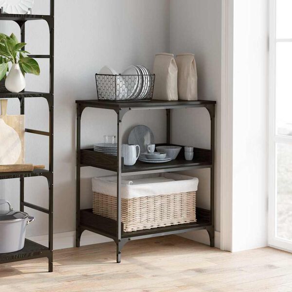 vidaXL Troler de Bucătărie Stejar Negru 60 x 41 x 80.5 cm