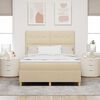 vidaXL Pat cu arcuri cu saltea cu headboard Crem 140 x 200 cm țesătură