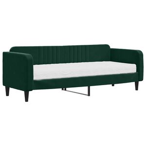 vidaXL Pat de zi cu saltea, verde &icirc;nchis, 80x200 cm, catifea