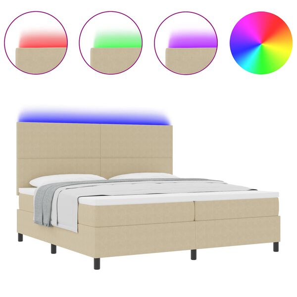 vidaXL Pat cu arcuri Manual Gri deschis și alb. 203 x 200 x 128 cm