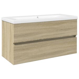vidaXL Set mobilier de baie, 2 piese, ceramică și lemn prelucrat