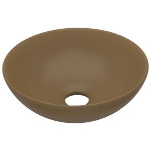 vidaXL Chiuvetă de baie, crem mat, ceramică, rotund