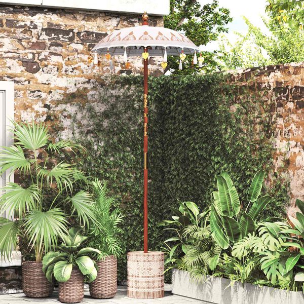 vidaXL Umbrela balineză cu bază Crem 95 x 95 x 260 cm