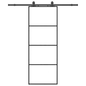 vidaXL Ușă glisantă cu set de feronerie neagră 76x205 cm Sticlă ESG