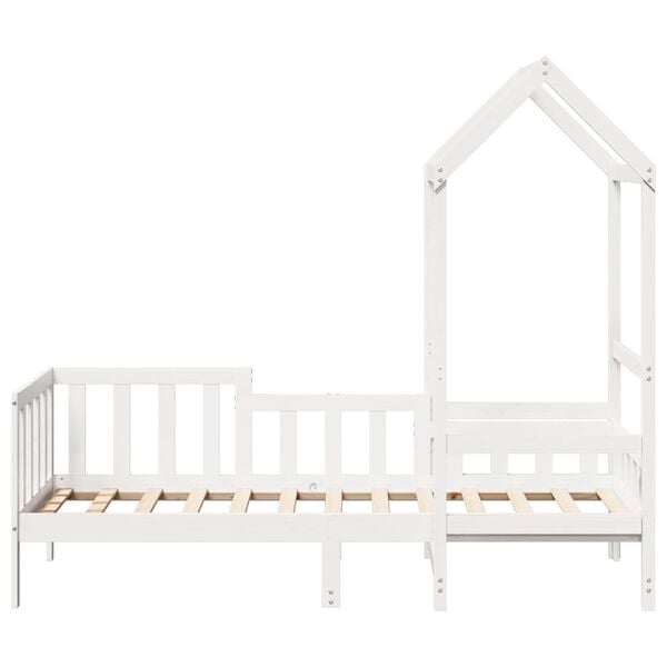 vidaXL Pat de zi cu acoperiș, alb, 80x200 cm, lemn masiv de pin