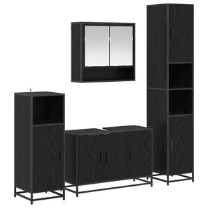 vidaXL Set de mobilier pentru baie 4 buc. Stejar Negru