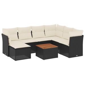 vidaXL Set mobilier de grădină cu perne, 8 piese, negru, poliratan