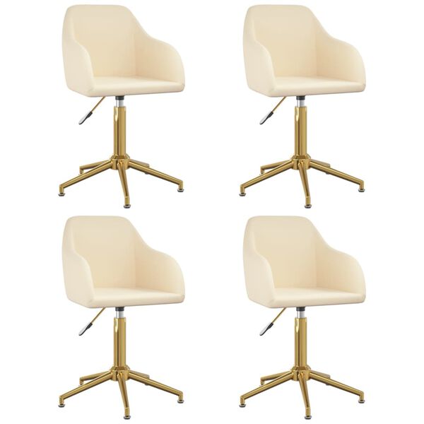 vidaXL Scaune de masă pivotante, 4 buc., crem, catifea