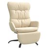 vidaXL Scaun de relaxare cu taburet, crem, material textil