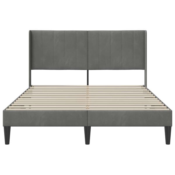 vidaXL Cadru de pat cu headboard Gri &icirc;nchis 120 x 200 cm Catifea