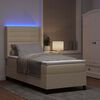 vidaXL Pat cu arc LED cu saltea cu headboard Crem 90 x 190 cm țesătură