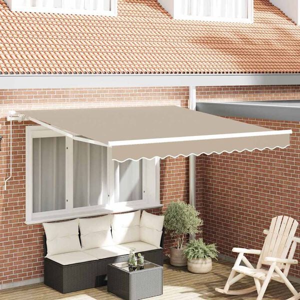 vidaXL Cortina Retractabilă Bej 350 x 250 cm Poliester și Aluminiu