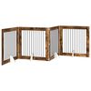 vidaXL Poartă pentru c&acirc;ini pliabilă cu suporturi 4 pcs Stejar fumuriu
