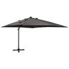 vidaXL Umbrelă &icirc;n consolă cu st&acirc;lp și LED-uri, antracit, 300 cm