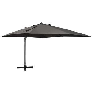 vidaXL Umbrelă &icirc;n consolă cu st&acirc;lp și LED-uri, antracit, 300 cm