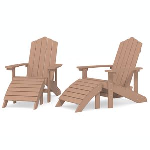 vidaXL Scaune de grădină Adirondack cu taburete, 2 buc., maro, HDPE