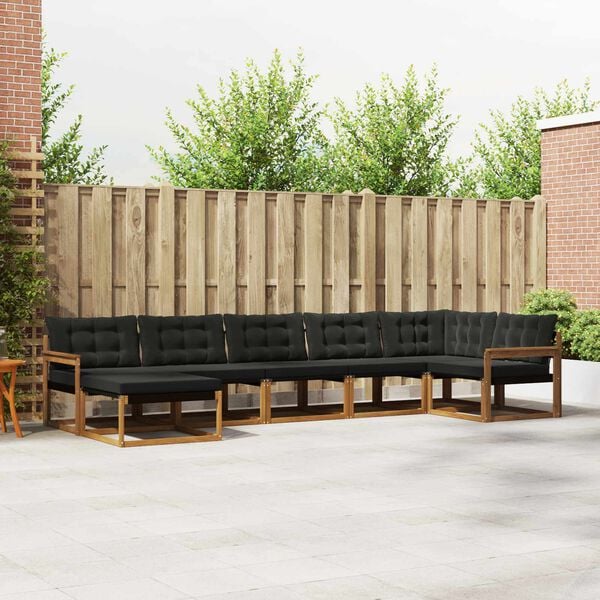 vidaXL Set de canapele de exterior cu pernă 21 pcs Natural și Negru