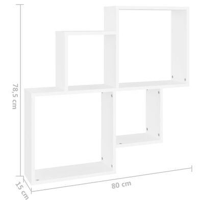 vidaXL Raft de perete cub, alb, 80x15x78,5 cm PAL