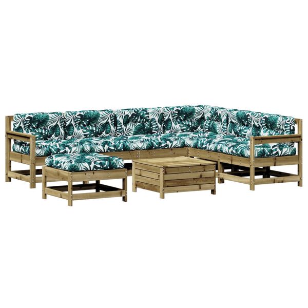 vidaXL Set mobilier de grădină cu perne, 8 piese, lemn de pin tratat