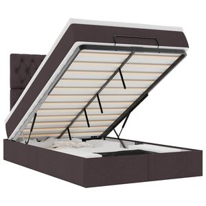 vidaXL Cadru de pat otoman cu saltea țesătură maro &icirc;nchis 120x190 cm