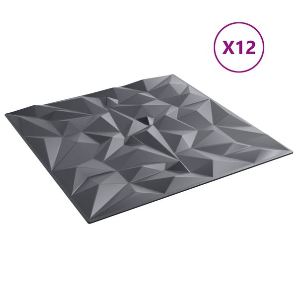 vidaXL Panouri de perete 12 pcs Gri Amethyst 50 x 50 cm Spumă XPS