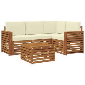 vidaXL Set de canapele de exterior cu pernă 5 pcs Natural și Crem