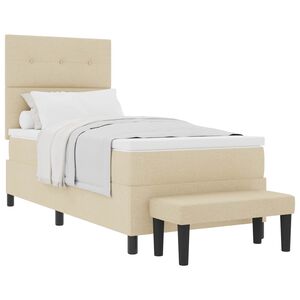 vidaXL Pat cu arcuri cu saltea cu headboard Crem 100 x 200 cm țesătură