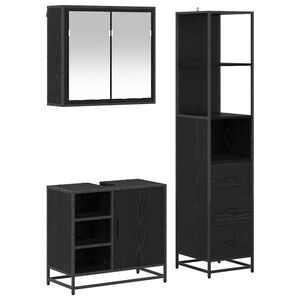 vidaXL Set de mobilier pentru baie 3 pcs Stejar Negru Lemn compozit