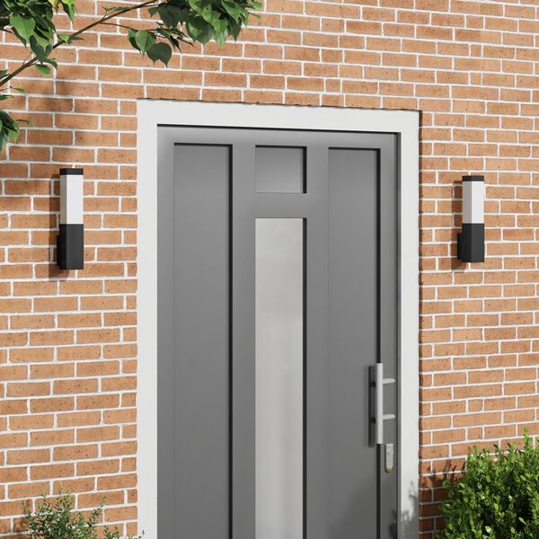 vidaXL Lumină de perete pentru exterior 2 pcs Negru 10.5 x 6 x 33 cm