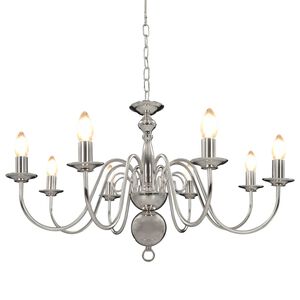 vidaXL Candelabru, argintiu, 8 becuri E14