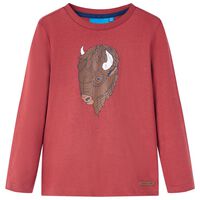 Tricou pentru copii cu mâneci lungi, roșu ars, 92