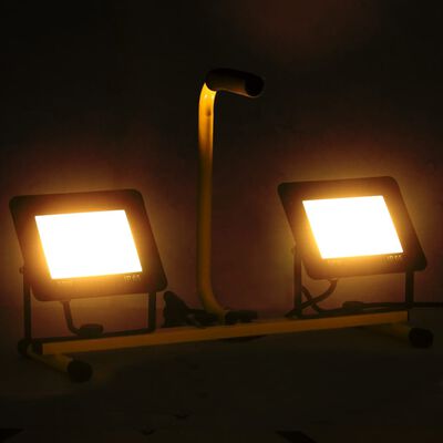 vidaXL Proiector cu LED și mâner, 2x50 W, alb cald