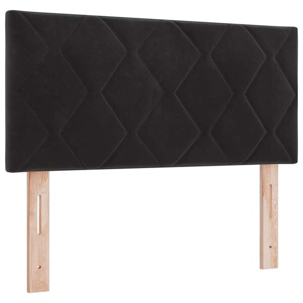 vidaXL Pat cu arcuri cu saltea cu headboard Negru 90 x 190 cm Catifea
