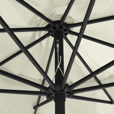 vidaXL Umbrelă de soare de exterior, stâlp metalic, alb nisipiu 390 cm