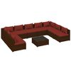 vidaXL Set mobilier de grădină cu perne, 10 piese, maro, poliratan