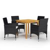 vidaXL Set mobilier de grădină, 5 piese, negru