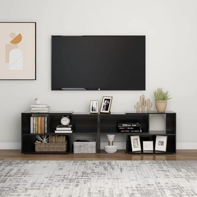vidaXL Comodă TV, negru extralucios, 149x30x52 cm, PAL
