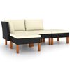vidaXL Set mobilier de grădină cu perne, 4 piese, negru, poliratan