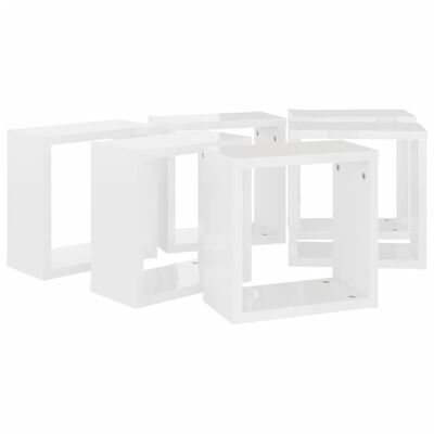 vidaXL Rafturi de perete cub alb extralucios 6 piese 30x15x30 cm