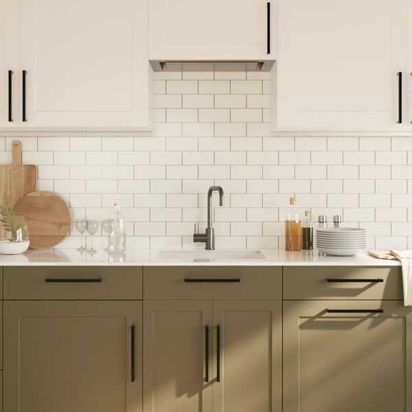 vidaXL M&acirc;nere de dulap, 10 buc., negru, 224 mm, oțel inoxidabil